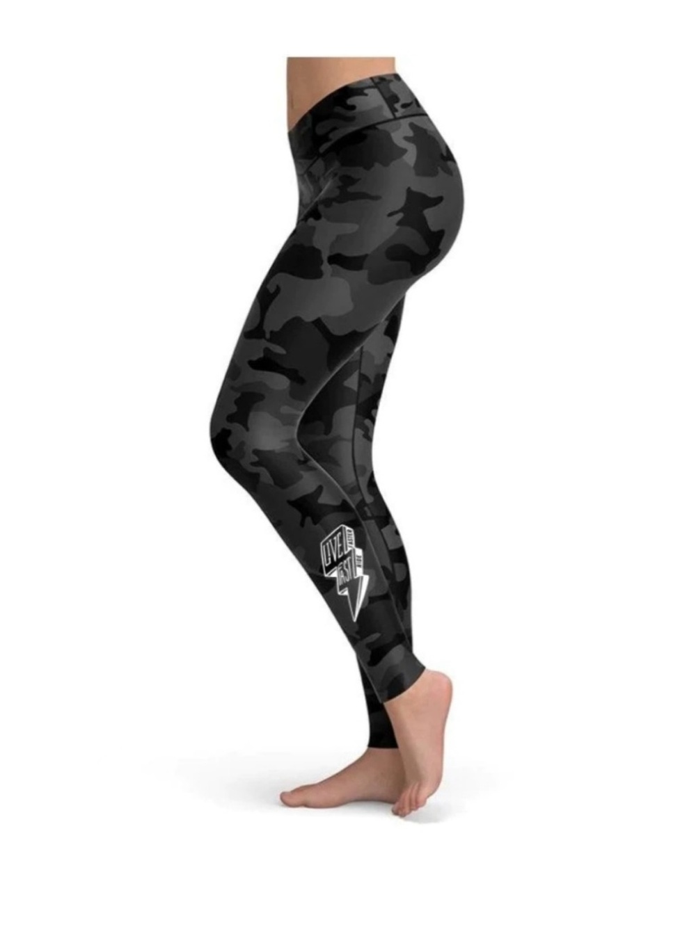 Off-Road Vixens Grease Lightning Black Camo High Rise Leggings Womens Size M